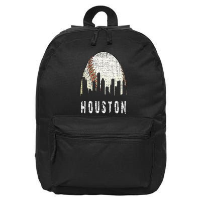 Vintage Houston Skyline City Baseball  Met At Gameday 16 in Basic Backpack