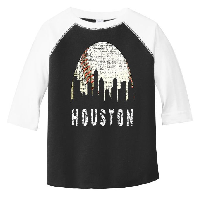 Vintage Houston Skyline City Baseball  Met At Gameday Toddler Fine Jersey T-Shirt