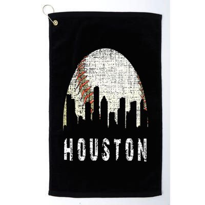 Vintage Houston Skyline City Baseball  Met At Gameday Golf Towel