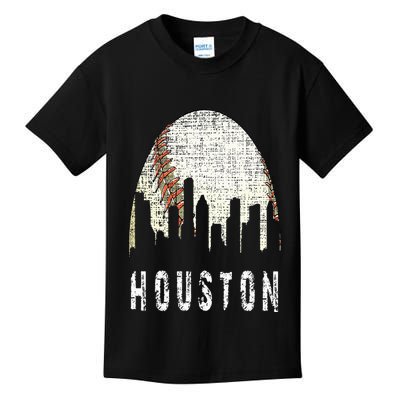 Vintage Houston Skyline City Baseball  Met At Gameday Kids T-Shirt