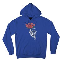 Vintage Halloween Skeleton Hand With A Rose Flower Hoodie