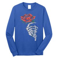 Vintage Halloween Skeleton Hand With A Rose Flower Long Sleeve Shirt