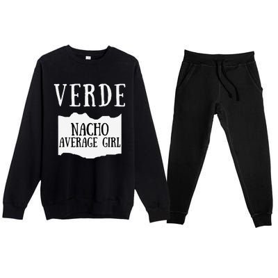 Verde Hot Sauce Packet Group Costume Gift Premium Crewneck Sweatsuit Set