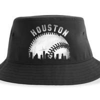 Vintage Houston Skyline City Baseball Sustainable Bucket Hat