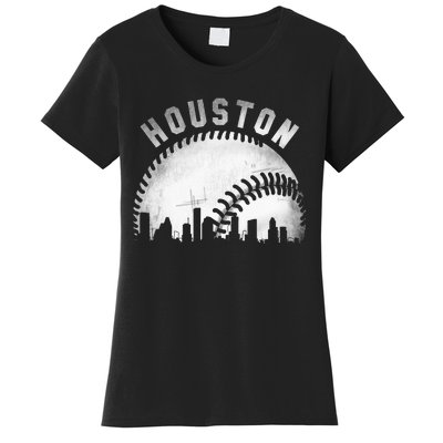 Vintage Houston Skyline City Baseball Women's T-Shirt