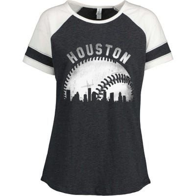 Vintage Houston Skyline City Baseball Enza Ladies Jersey Colorblock Tee