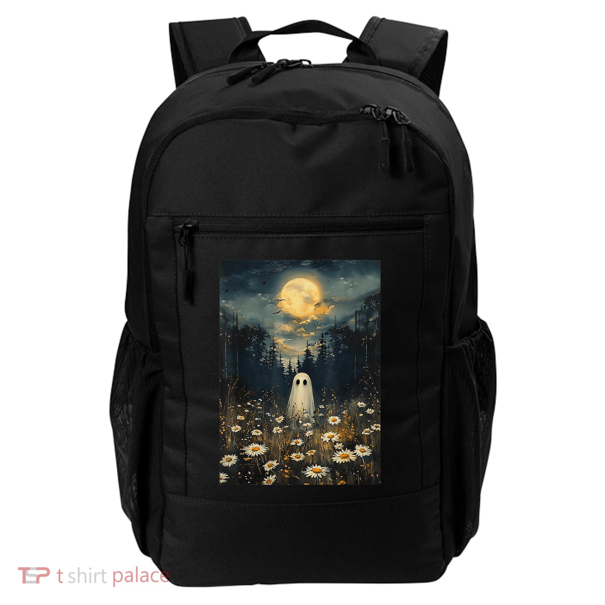 Vintage Halloween Spooky Ghost Floral Midnight Flower Forest Backpack