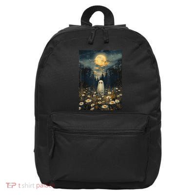 Vintage Halloween Spooky Ghost Floral Midnight Flower Forest 16 in Basic Backpack