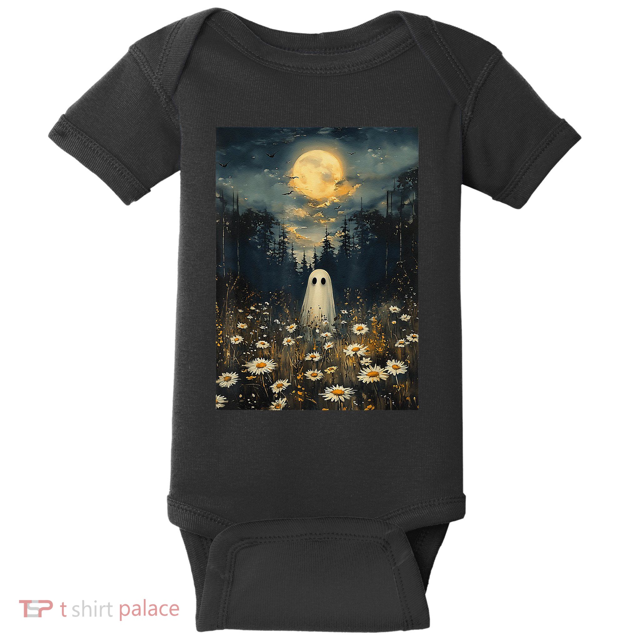 Vintage Halloween Spooky Ghost Floral Midnight Flower Forest Baby Bodysuit