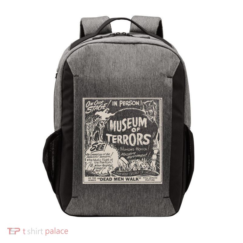 Vintage Halloween Slasher Horror Movie Museum Of Terrors Vector Backpack