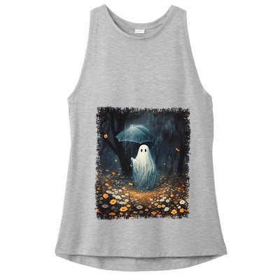 Vintage Halloween Spooky Ghost In The Forest Umbrella Gothic Ladies PosiCharge Tri-Blend Wicking Tank