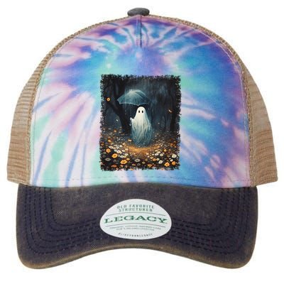 Vintage Halloween Spooky Ghost In The Forest Umbrella Gothic Legacy Tie Dye Trucker Hat