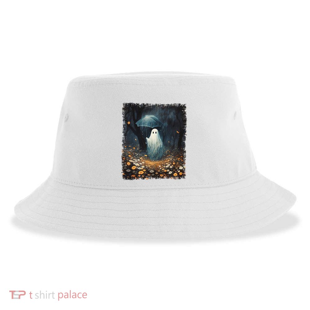 Vintage Halloween Spooky Ghost In The Forest Umbrella Gothic Sustainable Bucket Hat