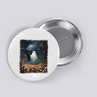 Vintage Halloween Spooky Ghost In The Forest Umbrella Gothic Button