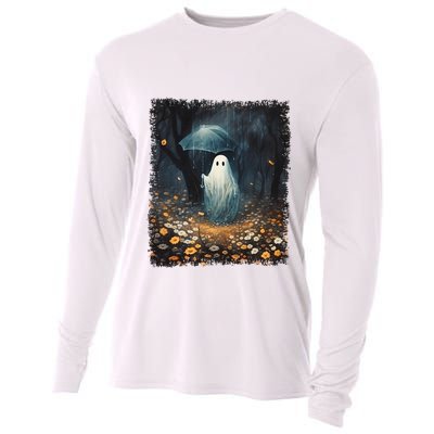 Vintage Halloween Spooky Ghost In The Forest Umbrella Gothic Cooling Performance Long Sleeve Crew
