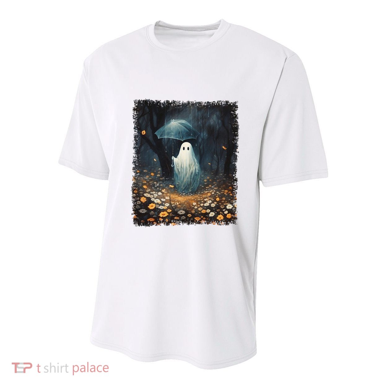 Vintage Halloween Spooky Ghost In The Forest Umbrella Gothic Youth Performance Sprint T-Shirt