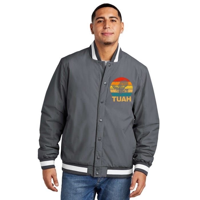 Vintage Hawk Tuah Hilarious Insulated Varsity Jacket