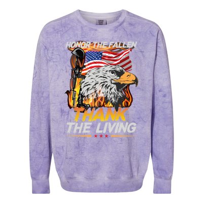 Veteran Honor The Fallen Thank The Living Usa Flag Gift Colorblast Crewneck Sweatshirt