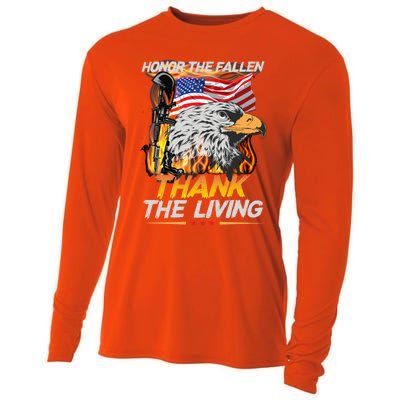 Veteran Honor The Fallen Thank The Living Usa Flag Gift Cooling Performance Long Sleeve Crew