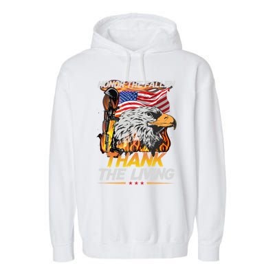 Veteran Honor The Fallen Thank The Living Usa Flag Gift Garment-Dyed Fleece Hoodie