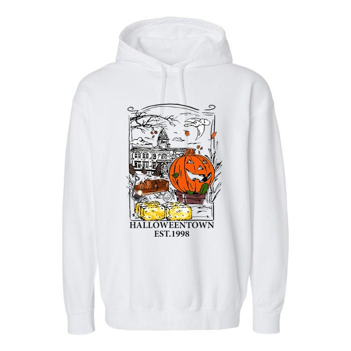 Vintage Halloween Town Gift Garment-Dyed Fleece Hoodie