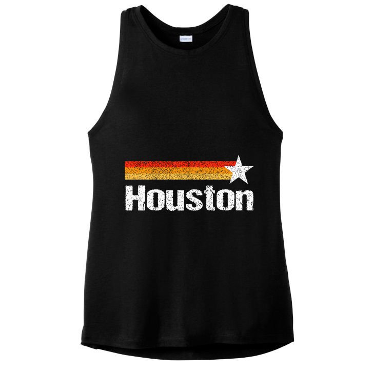 Vintage Houston Texas Houston Strong Stripes Usa Texas Ladies PosiCharge Tri-Blend Wicking Tank