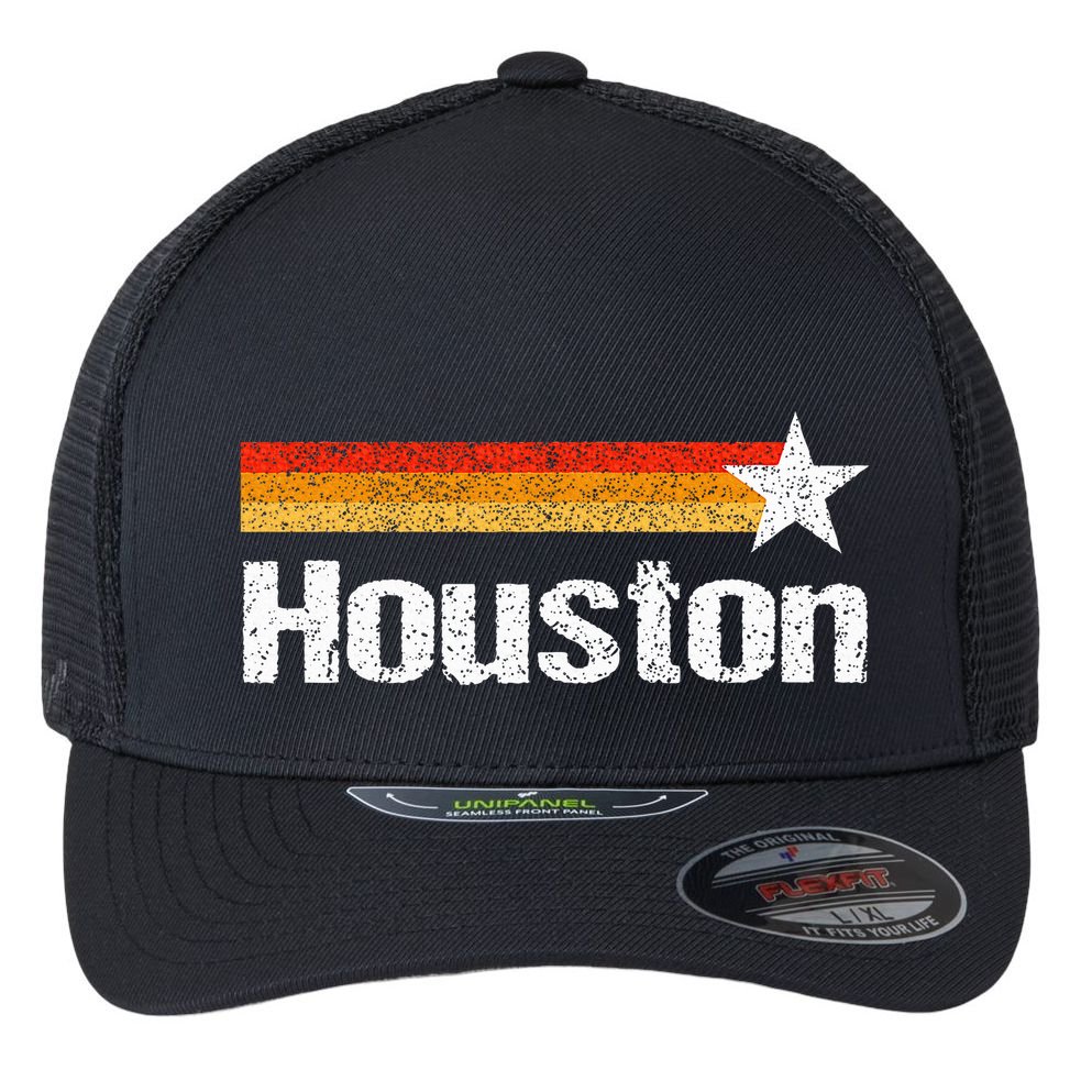 Vintage Houston Texas Houston Strong Stripes Usa Texas Flexfit Unipanel Trucker Cap