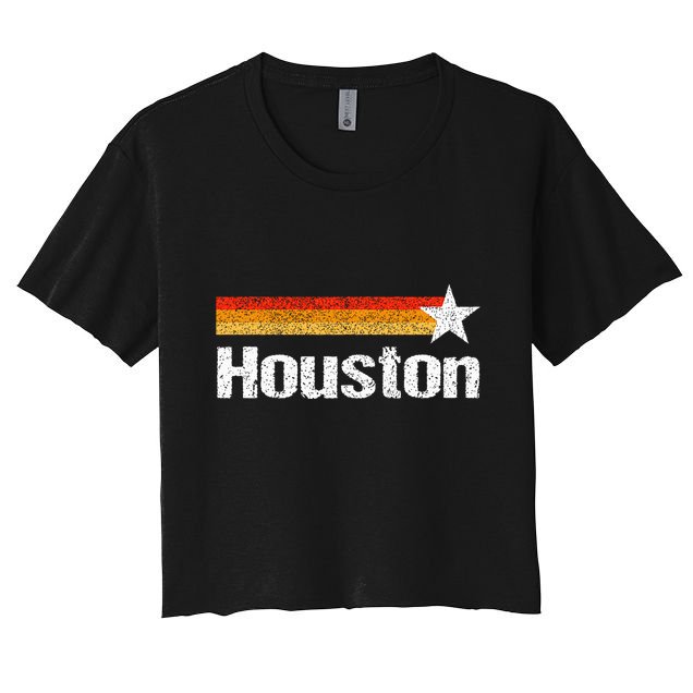 Vintage Houston Texas Houston Strong Stripes Usa Texas Crop Top