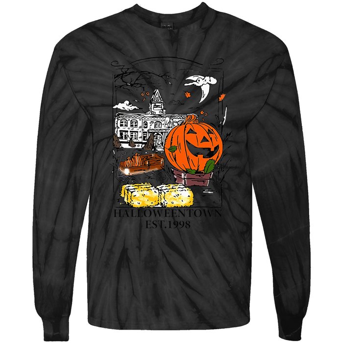 Vintage Halloween Town Gift Tie-Dye Long Sleeve Shirt