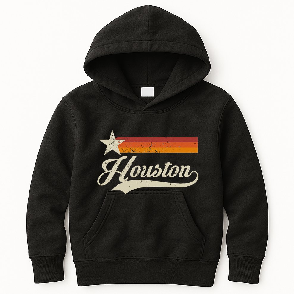 Vintage Houston Texas Houston Baseball Proud Kids Hoodie