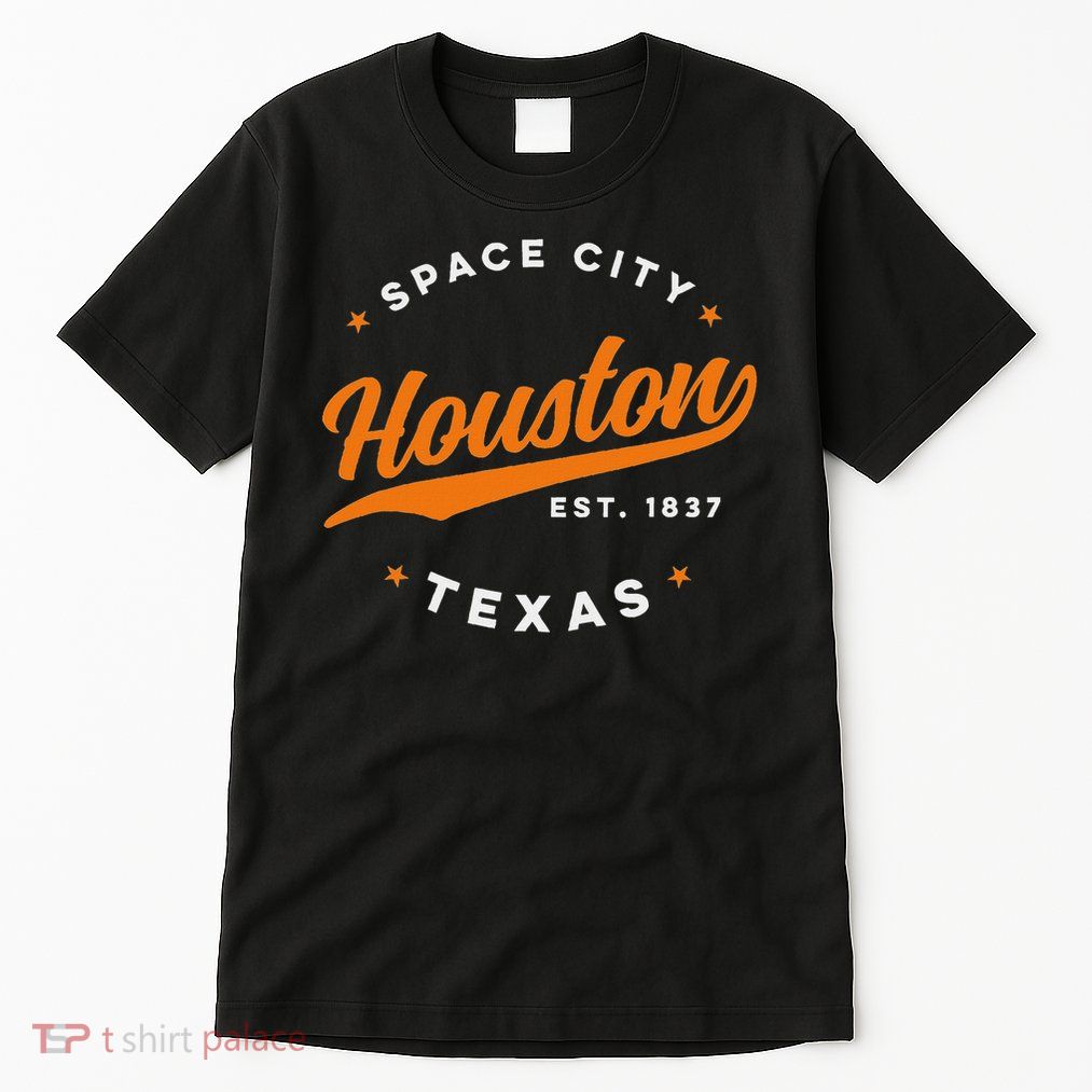 Vintage Houston Texas Space City Orange Text Tall T-Shirt