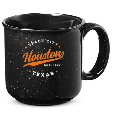 Vintage Houston Texas Space City Orange Text 15oz Campfire Ceramic Mug