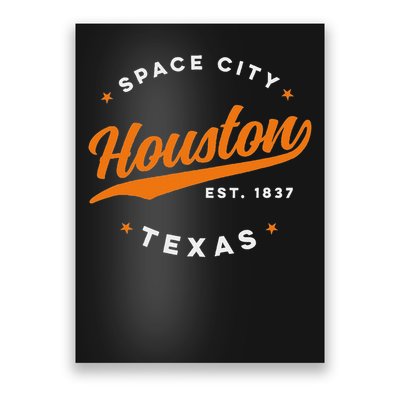 Vintage Houston Texas Space City Orange Text Poster