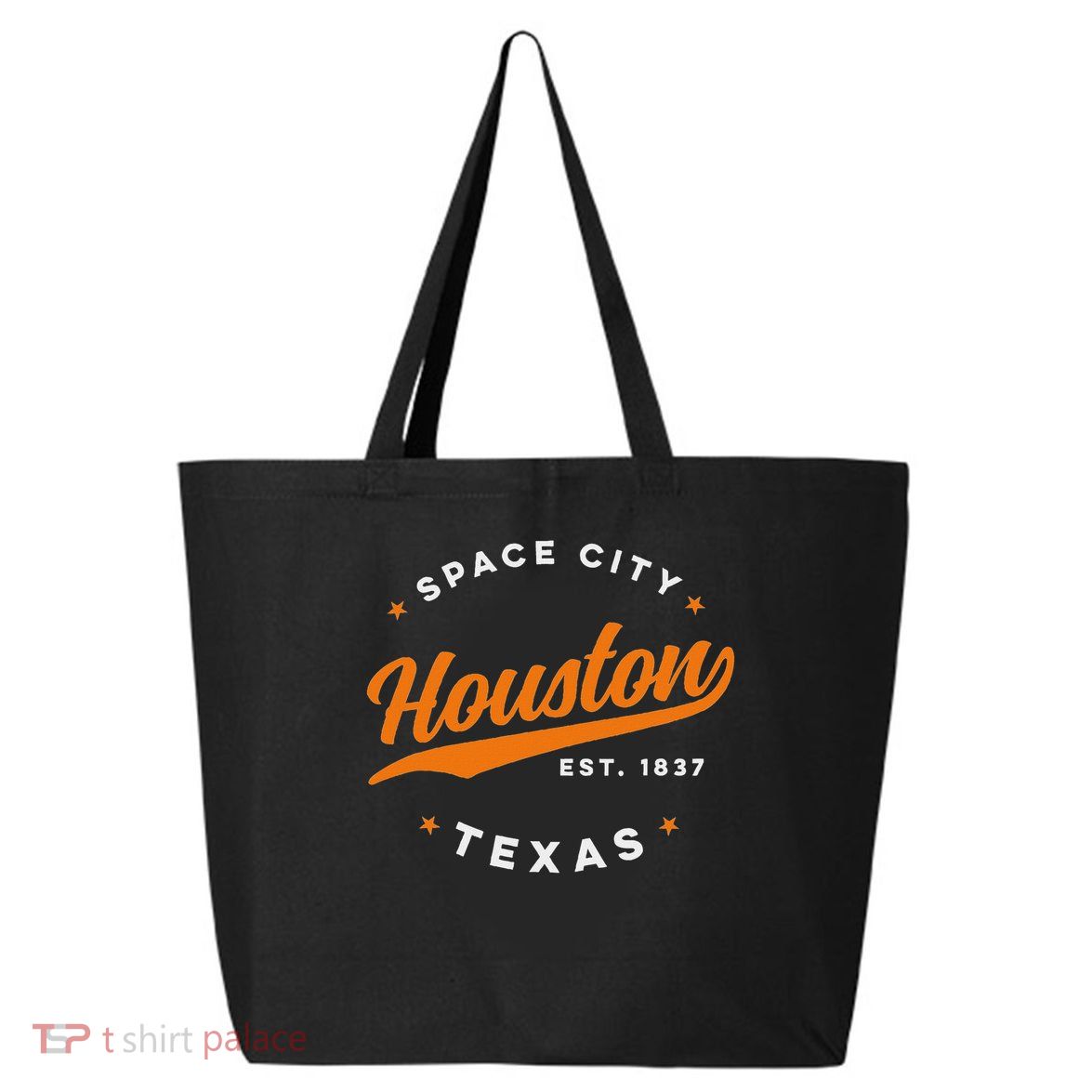 Vintage Houston Texas Space City Orange Text 25L Jumbo Tote