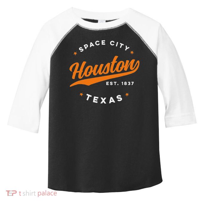 Vintage Houston Texas Space City Orange Text Toddler Fine Jersey T-Shirt