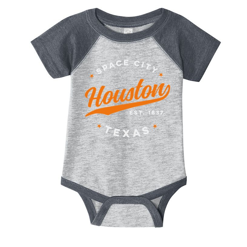 Vintage Houston Texas Space City Orange Text Infant Baby Jersey Bodysuit