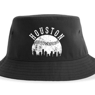 Vintage Houston Texas Sports Baseball Logo Skyline City Sustainable Bucket Hat
