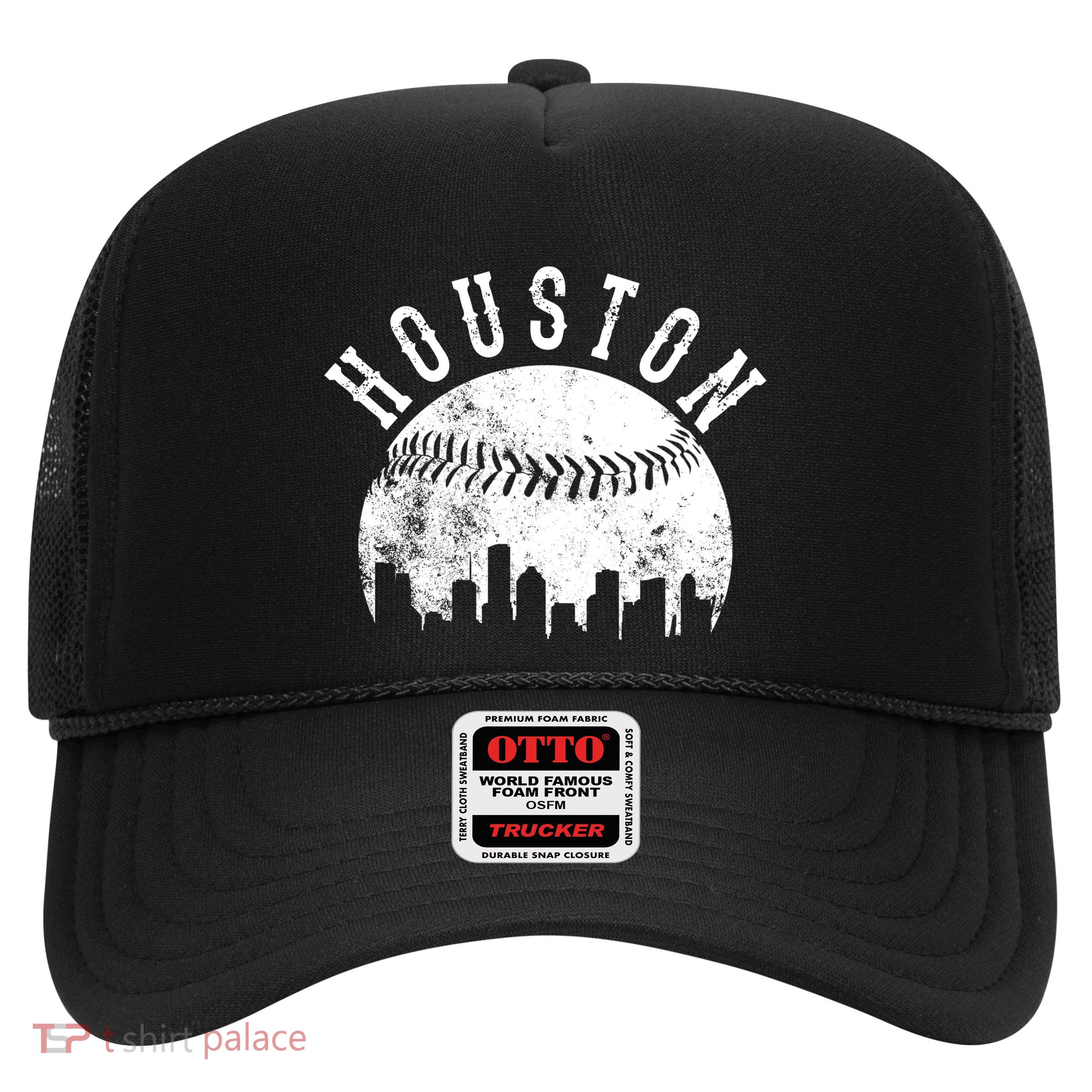 Vintage Houston Texas Sports Baseball Logo Skyline City Trucker Hat