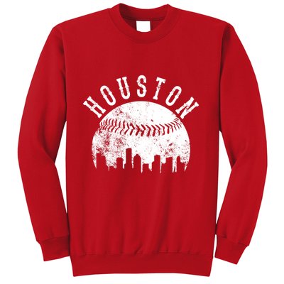 Vintage Houston Texas Sports Baseball Logo Skyline City Sweatshirt