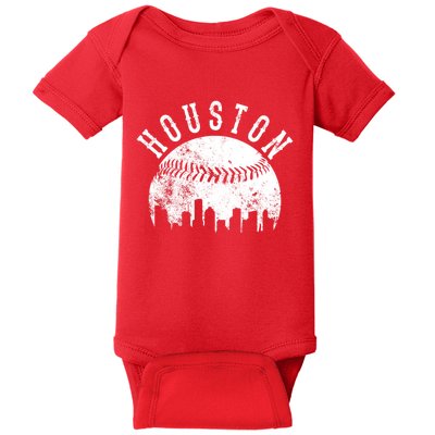 Vintage Houston Texas Sports Baseball Logo Skyline City Baby Bodysuit