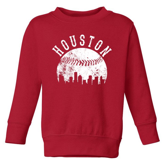 Vintage Houston Texas Sports Baseball Logo Skyline City Toddler Sweatshirt