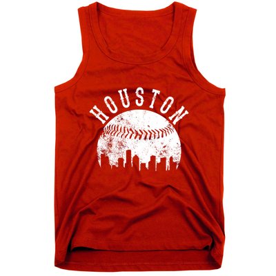 Vintage Houston Texas Sports Baseball Logo Skyline City Tank Top