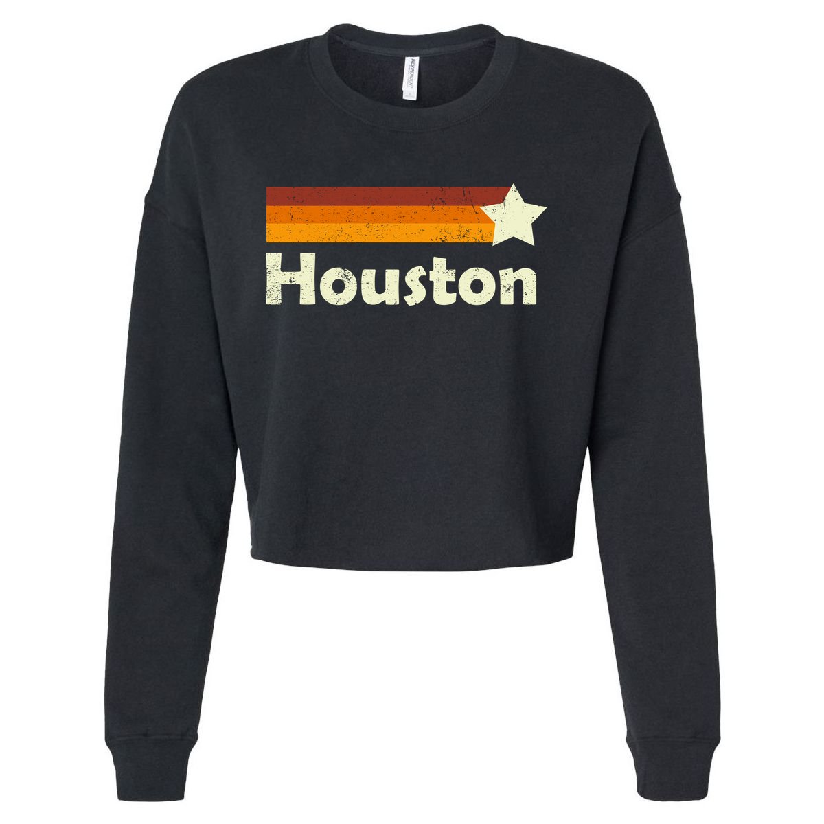 Vintage Houston Texas Logo Cropped Pullover Crew