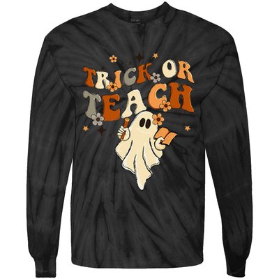 Vintage Halloween Teacher Life - Retro Trick or Teach Tie-Dye Long Sleeve Shirt