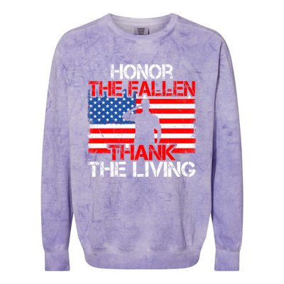 Vintage Honor The Fallen Veterans Gift Proud Usa Flag Gift Colorblast Crewneck Sweatshirt