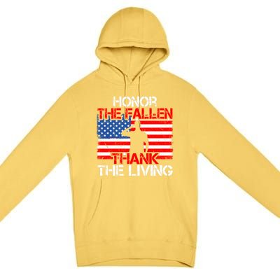 Vintage Honor The Fallen Veterans Gift Proud Usa Flag Gift Premium Pullover Hoodie