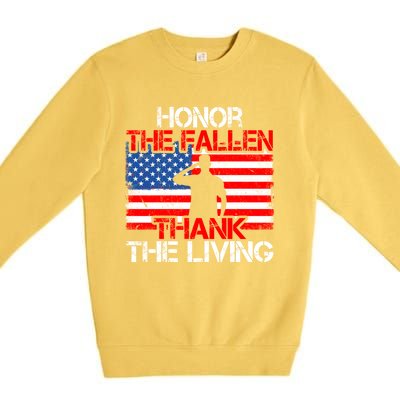 Vintage Honor The Fallen Veterans Gift Proud Usa Flag Gift Premium Crewneck Sweatshirt