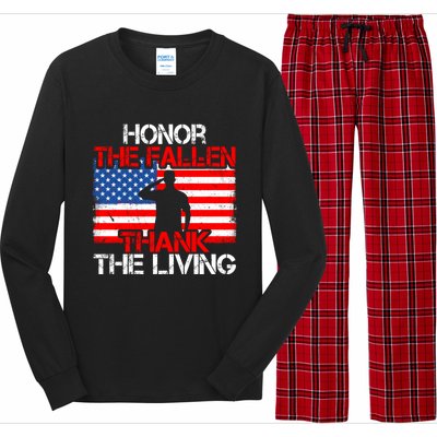 Vintage Honor The Fallen Veterans Gift Proud Usa Flag Gift Long Sleeve Pajama Set