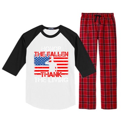 Vintage Honor The Fallen Veterans Gift Proud Usa Flag Gift Raglan Sleeve Pajama Set