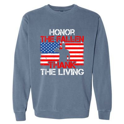 Vintage Honor The Fallen Veterans Gift Proud Usa Flag Gift Garment-Dyed Sweatshirt